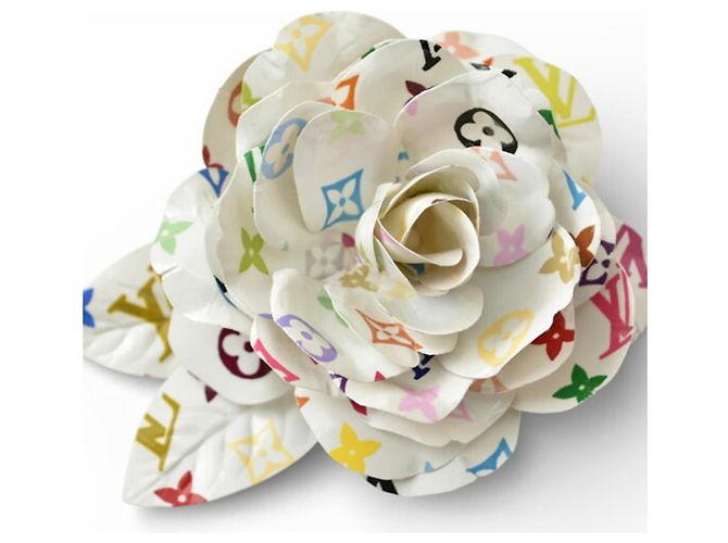 Monogramm Multicolor Blumenbrosche Louis Vuitton Weiß - Ansicht 3