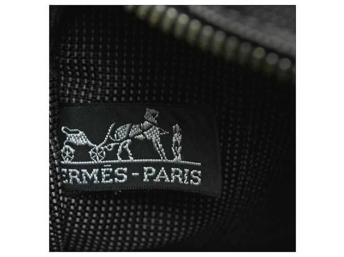 Hermès Air Line MM Tote Bag aus grauem Canvas Braun - Ansicht 6