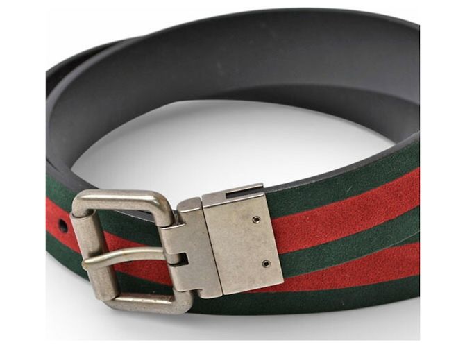 Cinturón de cuero reversible Gucci Roja Verde - vista 2