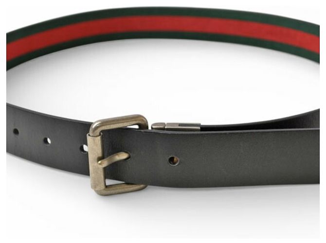 Cinturón de cuero reversible Gucci Roja Verde - vista 3