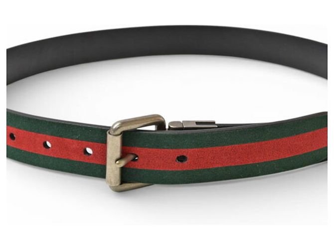 Cinturón de cuero reversible Gucci Roja Verde - vista 7