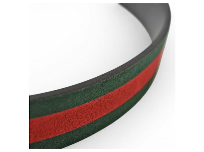 Cinturón de cuero reversible Gucci Roja Verde - vista 8