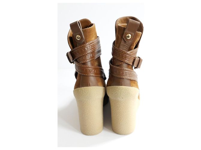 Botines de ante con cinturón Louis Vuitton Coñac - vista 4