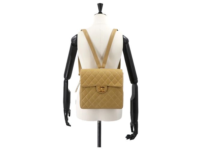 Timeless Chanel Matelassé Ketten-Rucksack Beige - Ansicht 10