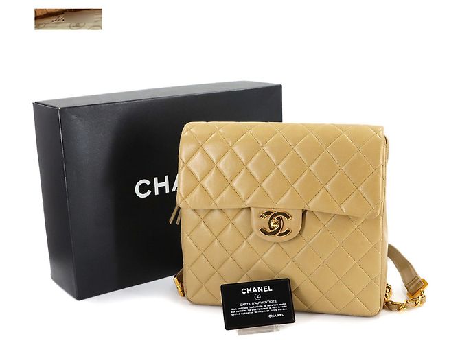 Timeless Chanel Matelassé Ketten-Rucksack Beige - Ansicht 2