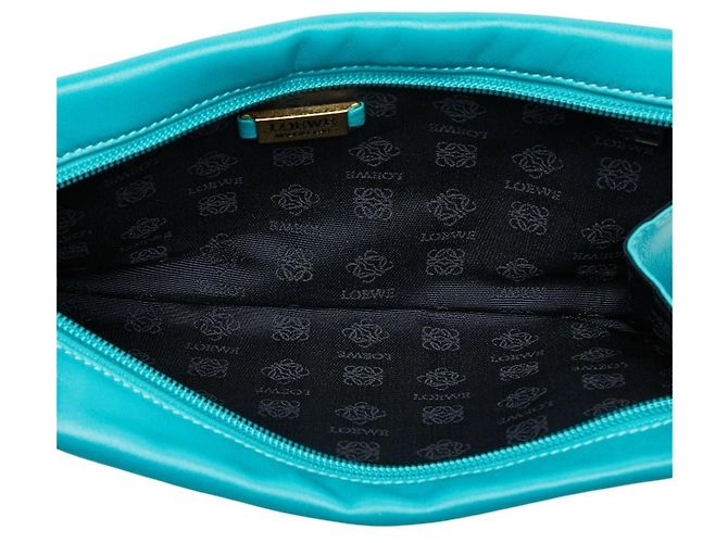 Borsa Clutch con Logo Loewe in Pelle Blu Teal Verde - vista 6