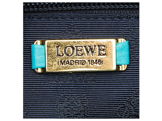Borsa Clutch con Logo Loewe in Pelle Blu Teal Verde - vista 7