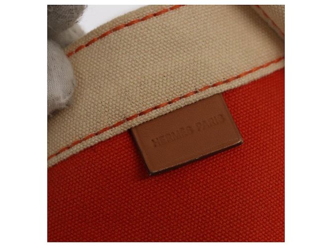 Hermès HERMES Sac Baga GM Tote Tasche aus Canvas Orange Silber Auth bs32305 - Ansicht 14