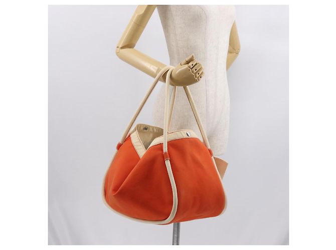 Hermès HERMES Sac Baga GM Tote Tasche aus Canvas Orange Silber Auth bs32305 - Ansicht 22