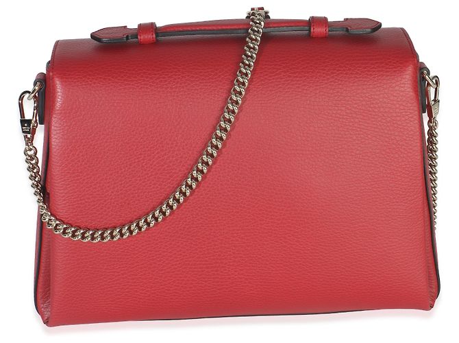 Bolsa de mão média em couro de bezerro vermelho Dollar com logo G entrelaçado da Gucci - vista 2