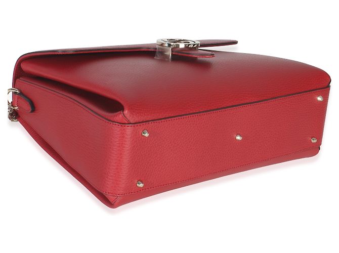 Bolsa de mão média em couro de bezerro vermelho Dollar com logo G entrelaçado da Gucci - vista 7