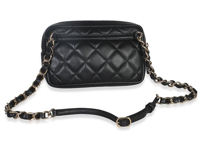 Schwarze gesteppte Lammleder-Gürteltasche mit Fronttasche von Chanel - vista 2