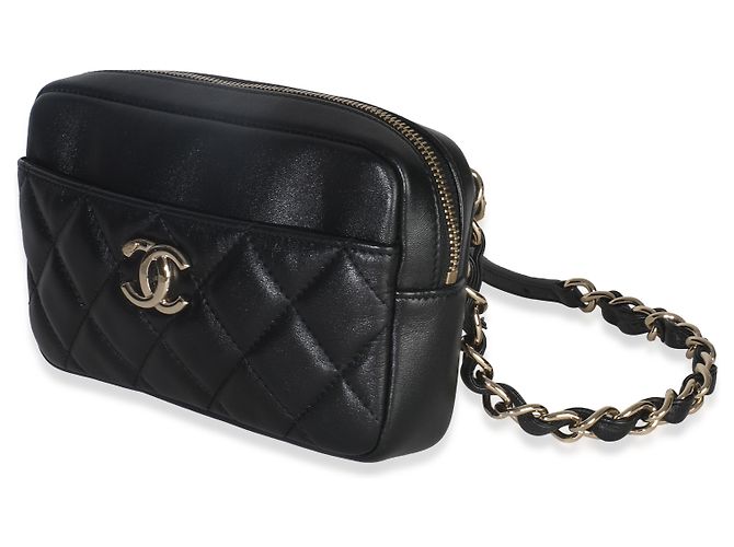 Schwarze gesteppte Lammleder-Gürteltasche mit Fronttasche von Chanel - vista 3