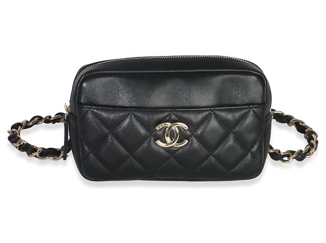 Schwarze gesteppte Lammleder-Gürteltasche mit Fronttasche von Chanel - vista 7