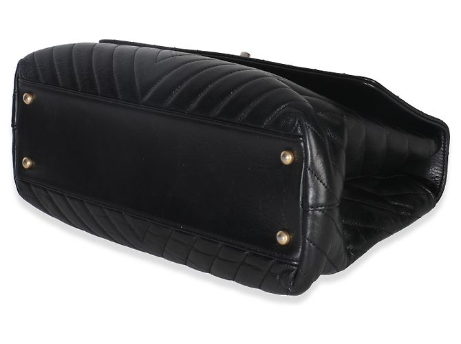 Borsa Coco grande in pelle di vitello invecchiata nera a zigzag di Chanel Nero - vista 5