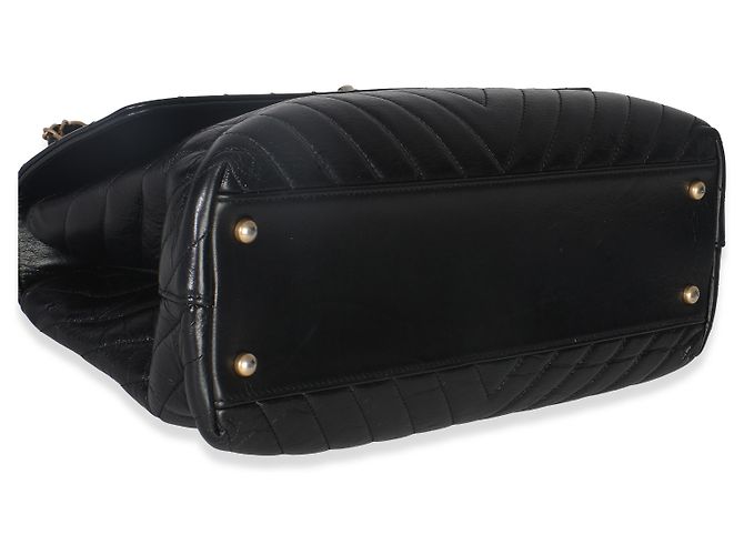 Borsa Coco grande in pelle di vitello invecchiata nera a zigzag di Chanel Nero - vista 6