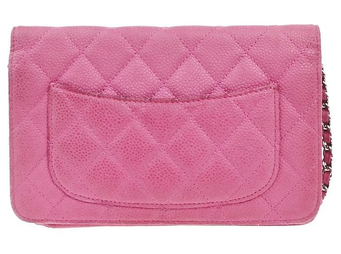 Wallet On Chain Cartera Chanel con cadena en piel de ternera acolchada Rosa - vista 2