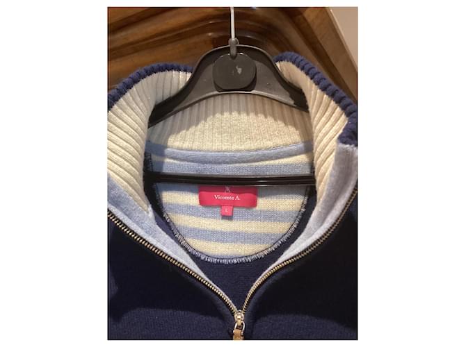 Vicomte Arthur Wollpullover Marineblau - Ansicht 3