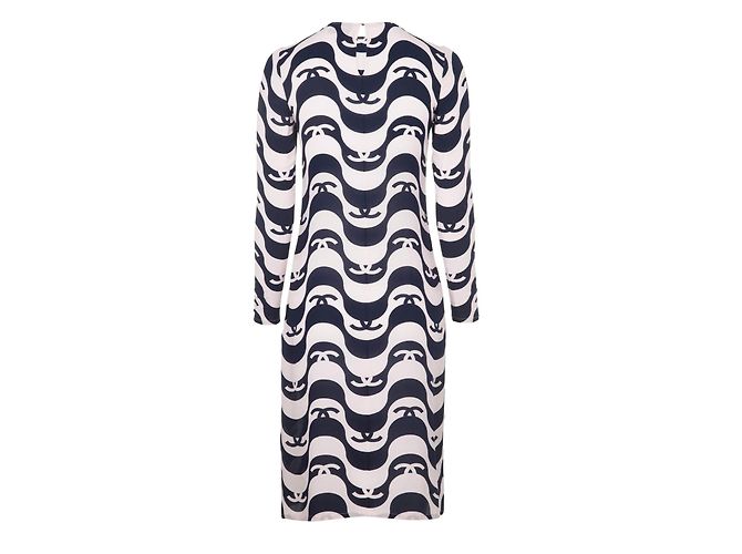 Abito midi in seta CC Wave avorio e nero Chanel 21P FR 42 Crudo - vista 2