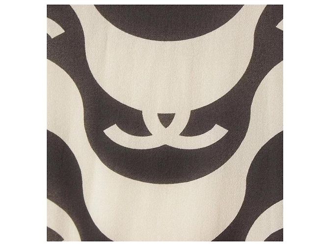 Abito midi in seta CC Wave avorio e nero Chanel 21P FR 42 Crudo - vista 3