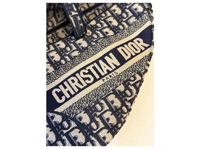 Christian Dior Saddle Chain Pouch Jacquard Obliquo Blu - vista 12