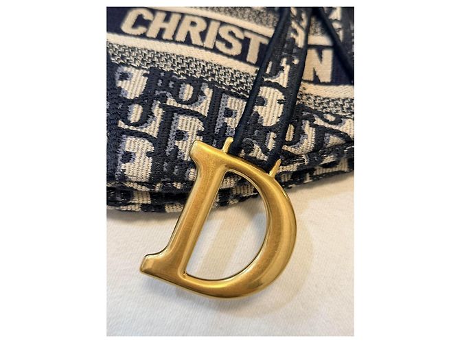 Christian Dior Saddle Chain Pouch Jacquard Obliquo Blu - vista 2