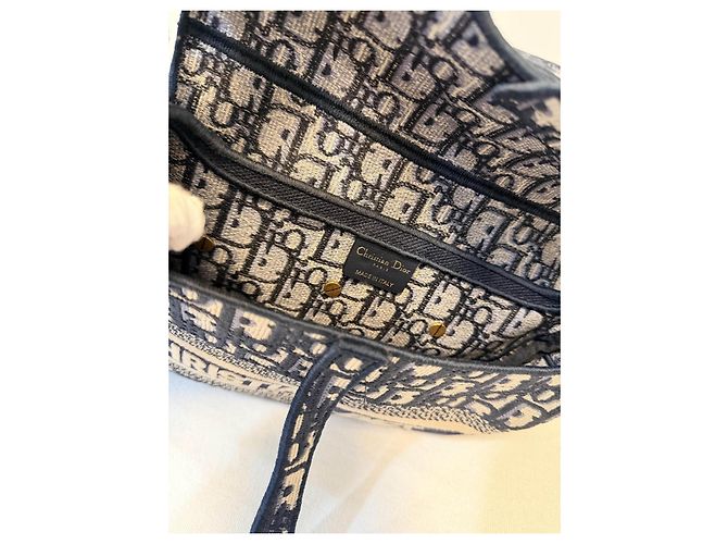 Christian Dior Saddle Chain Pouch Jacquard Obliquo Blu - vista 4