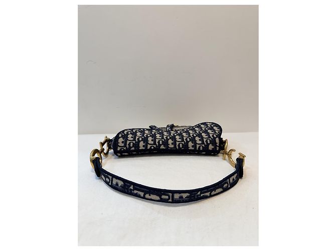 Christian Dior Saddle Chain Pouch Jacquard Obliquo Blu - vista 9