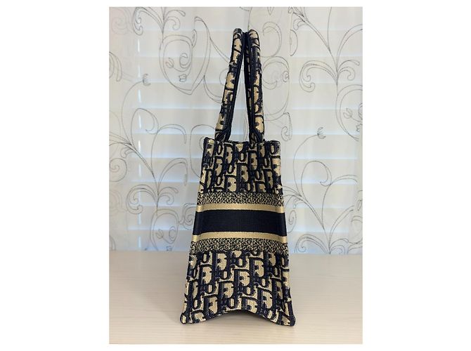 Christian Dior Book Tote Small Bianco Blu Cotone - vista 2