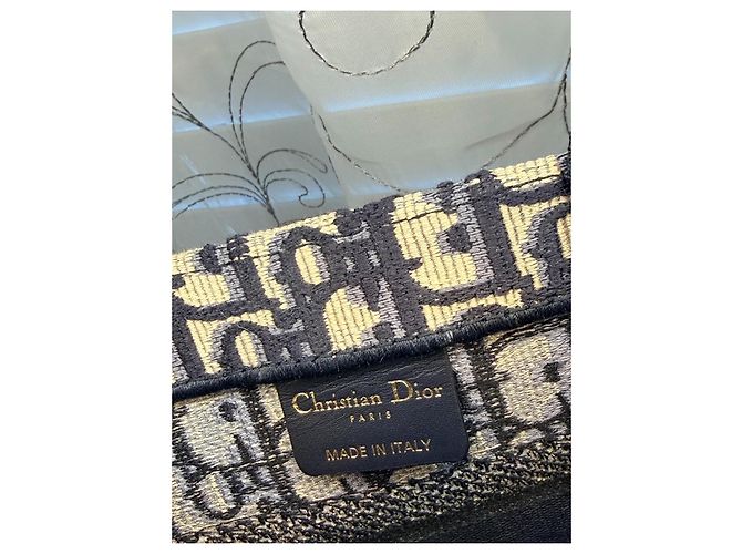 Christian Dior Book Tote Small Bianco Blu Cotone - vista 3