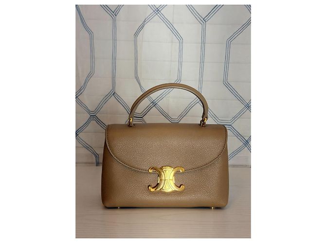 Borsa Céline Teen Nino Cappuccino in pelle granulata Beige - vista 8