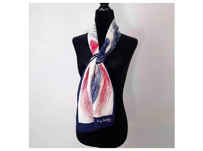 Pierre Cardin sciarpa in seta vintage 70s Rosso Blu - vista 2
