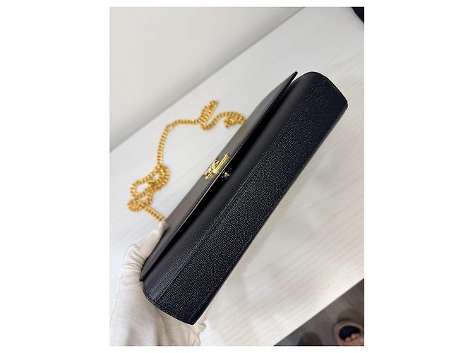 Christian Dior Borsa Kate Chain in Pelle Grain De Poudre Nero Oro D'oro - vista 4