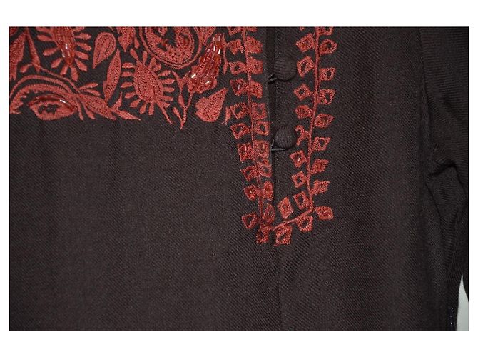 Vestido largo de lienzo de lana marrón Antik Batik Castaño - vista 10