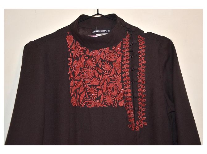 Vestido largo de lienzo de lana marrón Antik Batik Castaño - vista 2