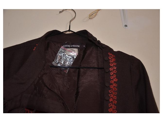 Vestido largo de lienzo de lana marrón Antik Batik Castaño - vista 3