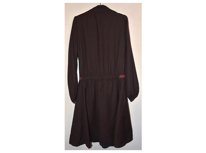 Vestido largo de lienzo de lana marrón Antik Batik Castaño - vista 4