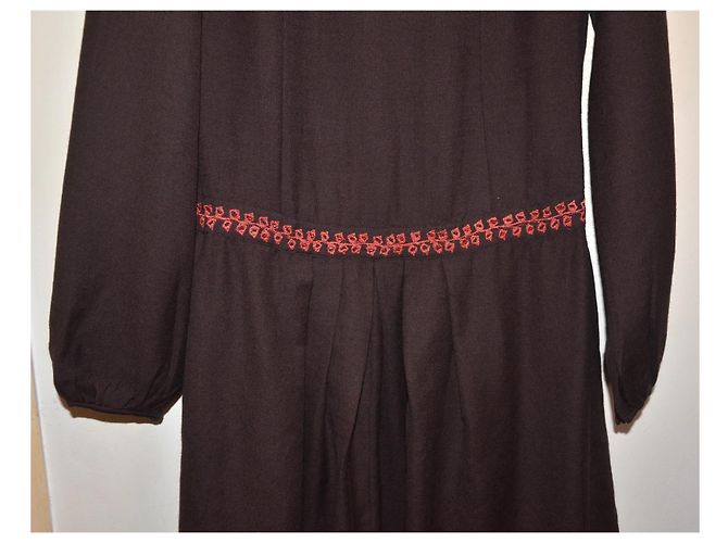Vestido largo de lienzo de lana marrón Antik Batik Castaño - vista 5