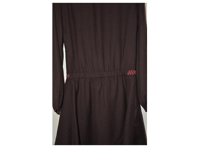 Vestido largo de lienzo de lana marrón Antik Batik Castaño - vista 7