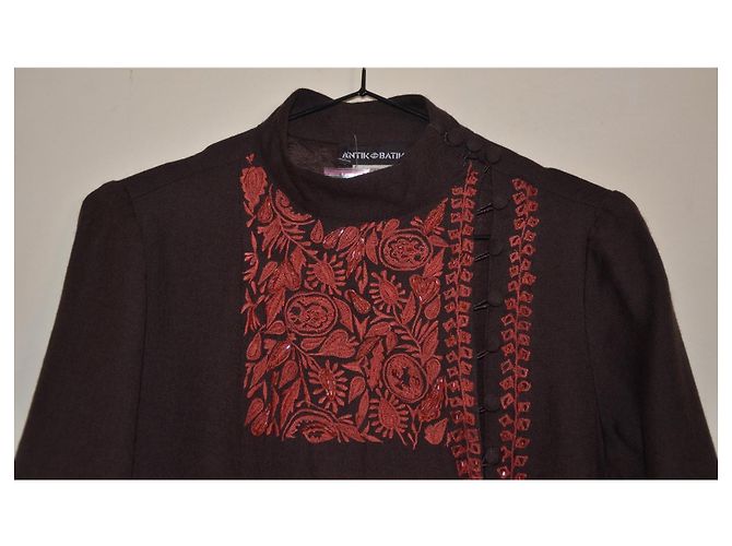 Vestido largo de lienzo de lana marrón Antik Batik Castaño - vista 8