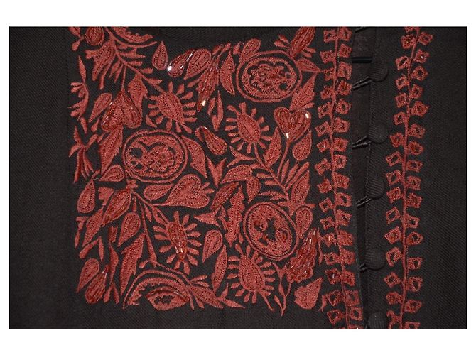 Vestido largo de lienzo de lana marrón Antik Batik Castaño - vista 9