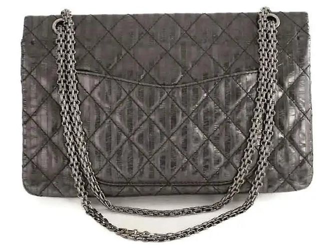 Chanel Borsa a Spalla 2.55 in Pelle Grigia Grigio - vista 4