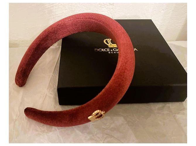 gioiello per capelli DOLCE & GABBANA velluto color rosa scuro con stemma Bordò - vista 4
