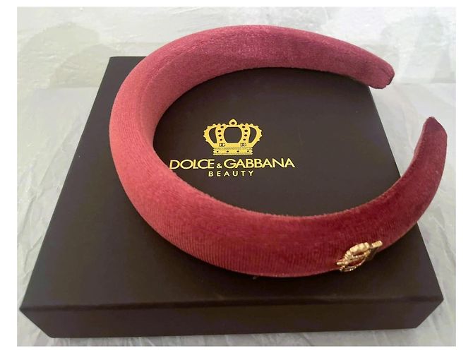 gioiello per capelli DOLCE & GABBANA velluto color rosa scuro con stemma Bordò - vista 8