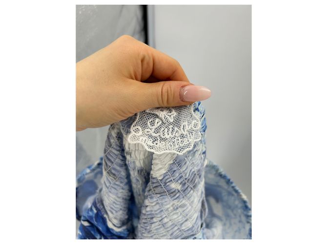 Autre Marque Blau-weißer geraffter Kleid - Ansicht 5