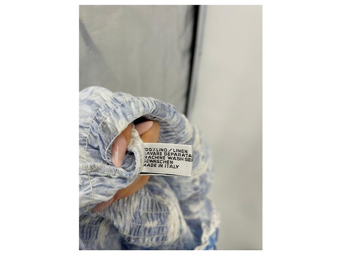 Autre Marque Blau-weißer geraffter Kleid - Ansicht 6