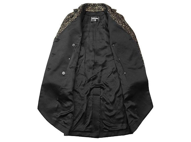 Timeless Abrigo de tweed metálico CHANEL Metiers d’Art Paris Egypte Negro Dorado - vista 8
