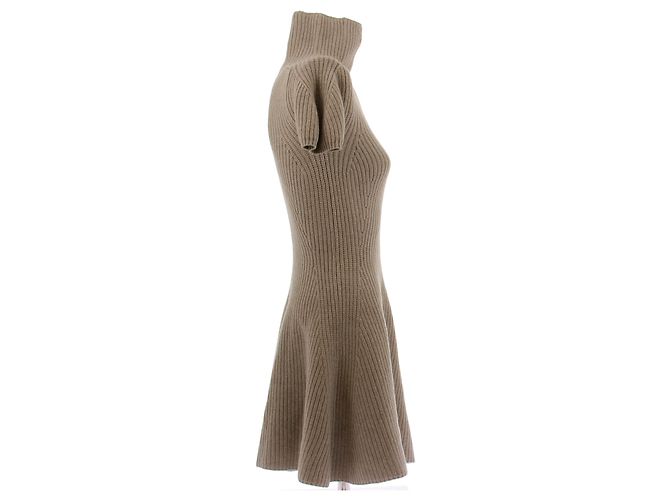 Magda Butrym Beige Kurzkleid aus Kaschmir mit Rollkragen - Ansicht 3