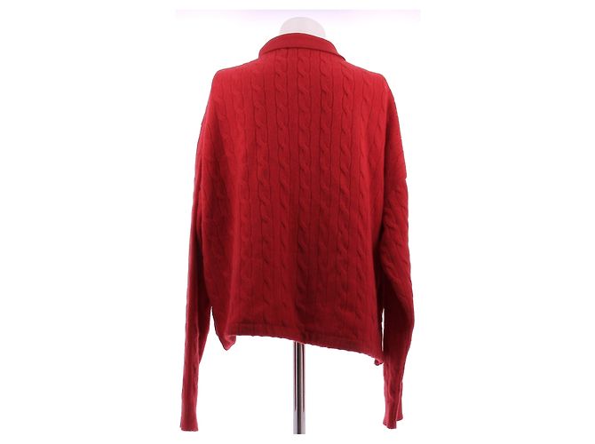 Polo Ralph Lauren Polo-Pullover aus rotem, gedrehtem Strick aus Wolle und Kaschmir - Ansicht 2