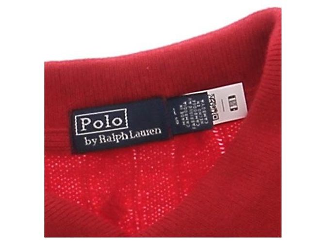 Polo Ralph Lauren Polo-Pullover aus rotem, gedrehtem Strick aus Wolle und Kaschmir - Ansicht 6